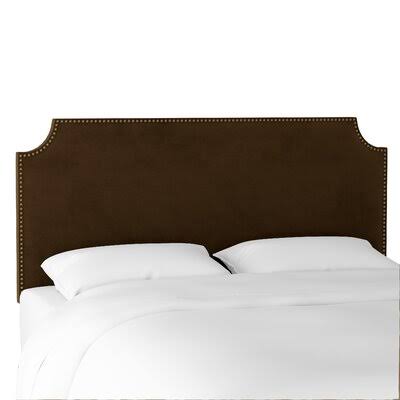 Alamak Velvet Notched Nail Button Upholstered Panel Headboard Willa Arlo Interiors Size: California King, Color: Chocolate