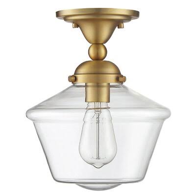 Palmhurst 1-Light Semi Flush Mount Fixture Finish: Natural Brass