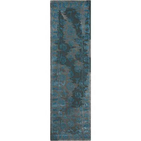 Egan Oriental Handmade Tufted Charcoal/Blue Area Rug