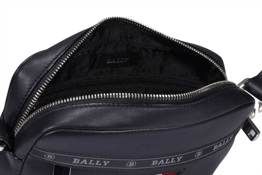 Bally Hal Black, Leather Cross-Body Bag in Black Os