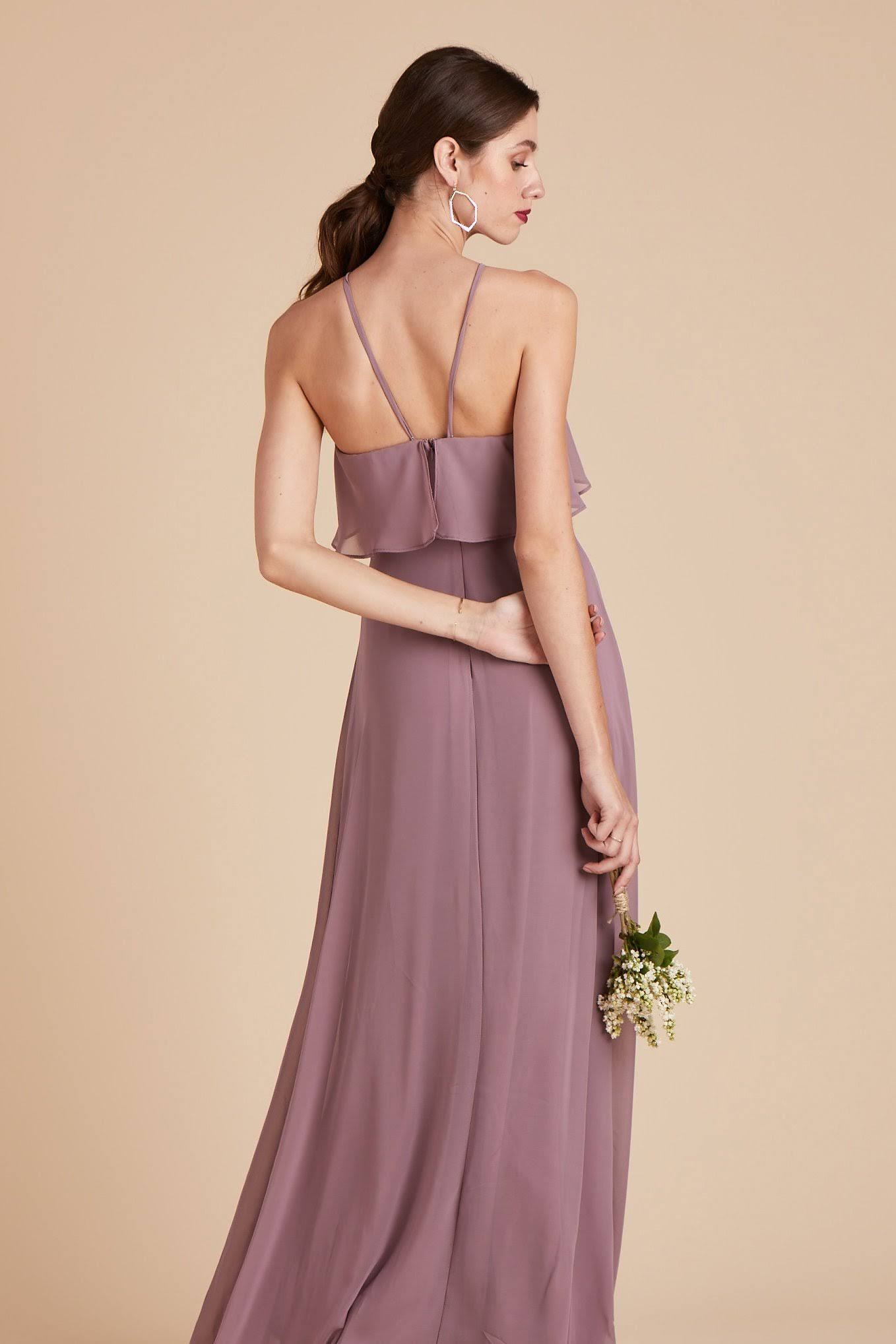 Birdy Grey Jules Chiffon Bridesmaid Dress in Dark Mauve L / Dark Mauve