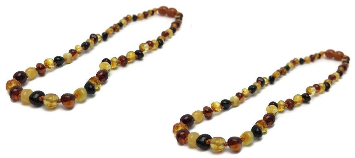 Two 11 in Amber Teething Necklace Raw Polish Basic Infant Screw Pop Clasp - Two 11 Polished Cherry