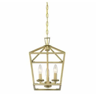 Israel 3 - Light Lantern Geometric Pendant Finish: Warm Brass