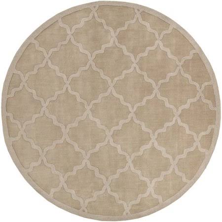 Charlton Home Blankenship Tan Wool Abbey Area Rug, Size: Round 7&9 inch, Beige