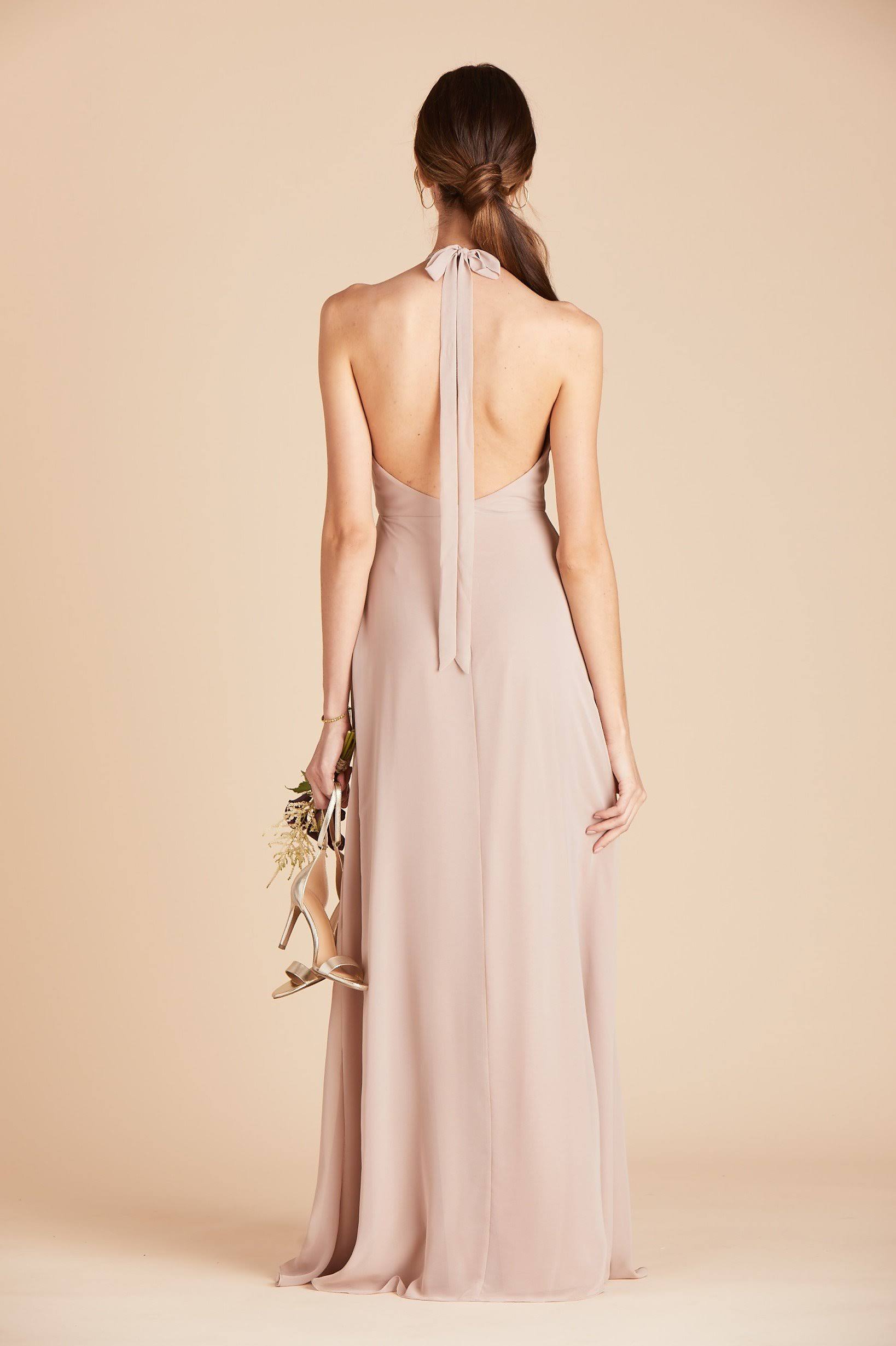 Birdy Grey Moni Convertible Chiffon Bridesmaid Dress in Taupe M / Taupe