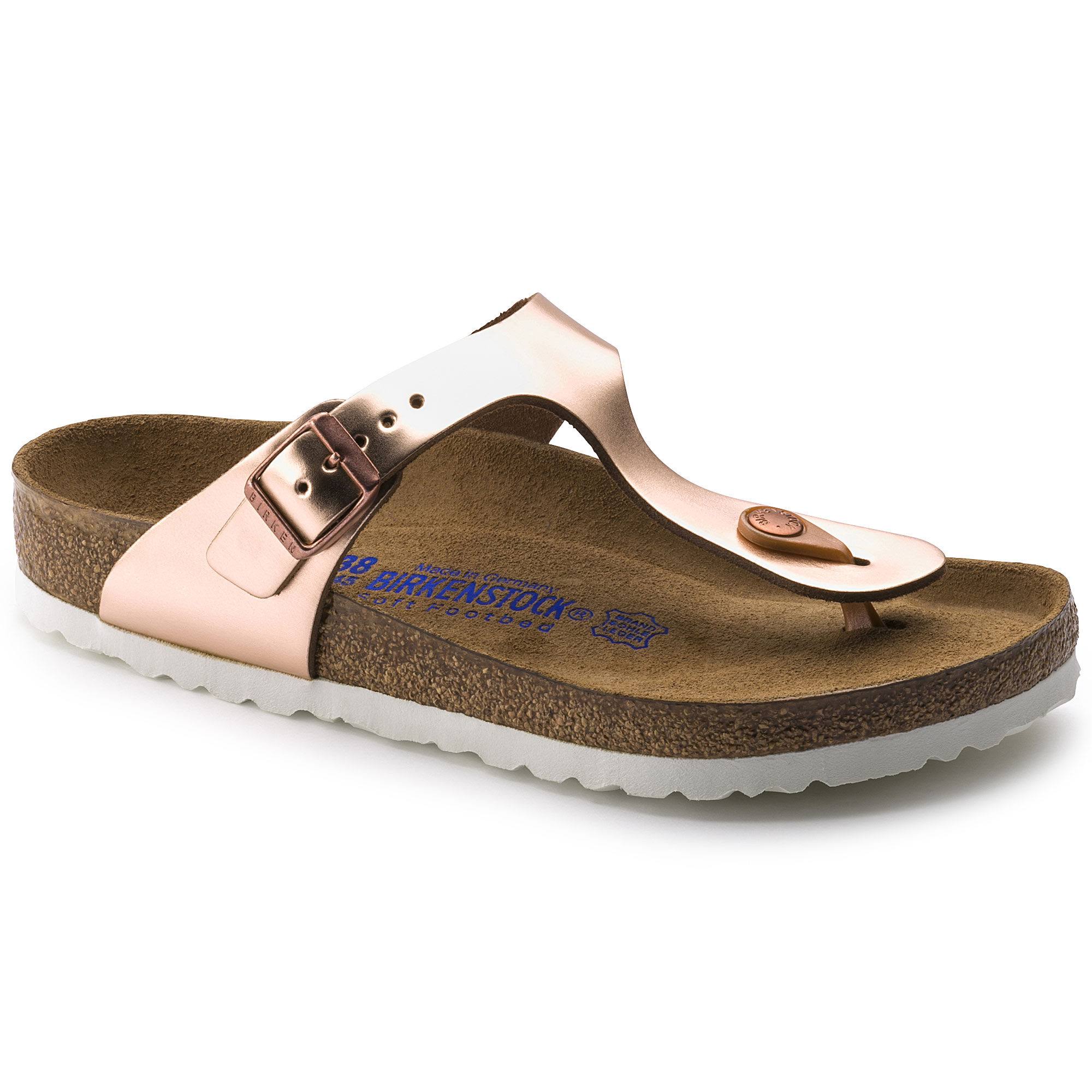 Birkenstock Gizeh Natural Leather Metallic Copper Thong Sandals