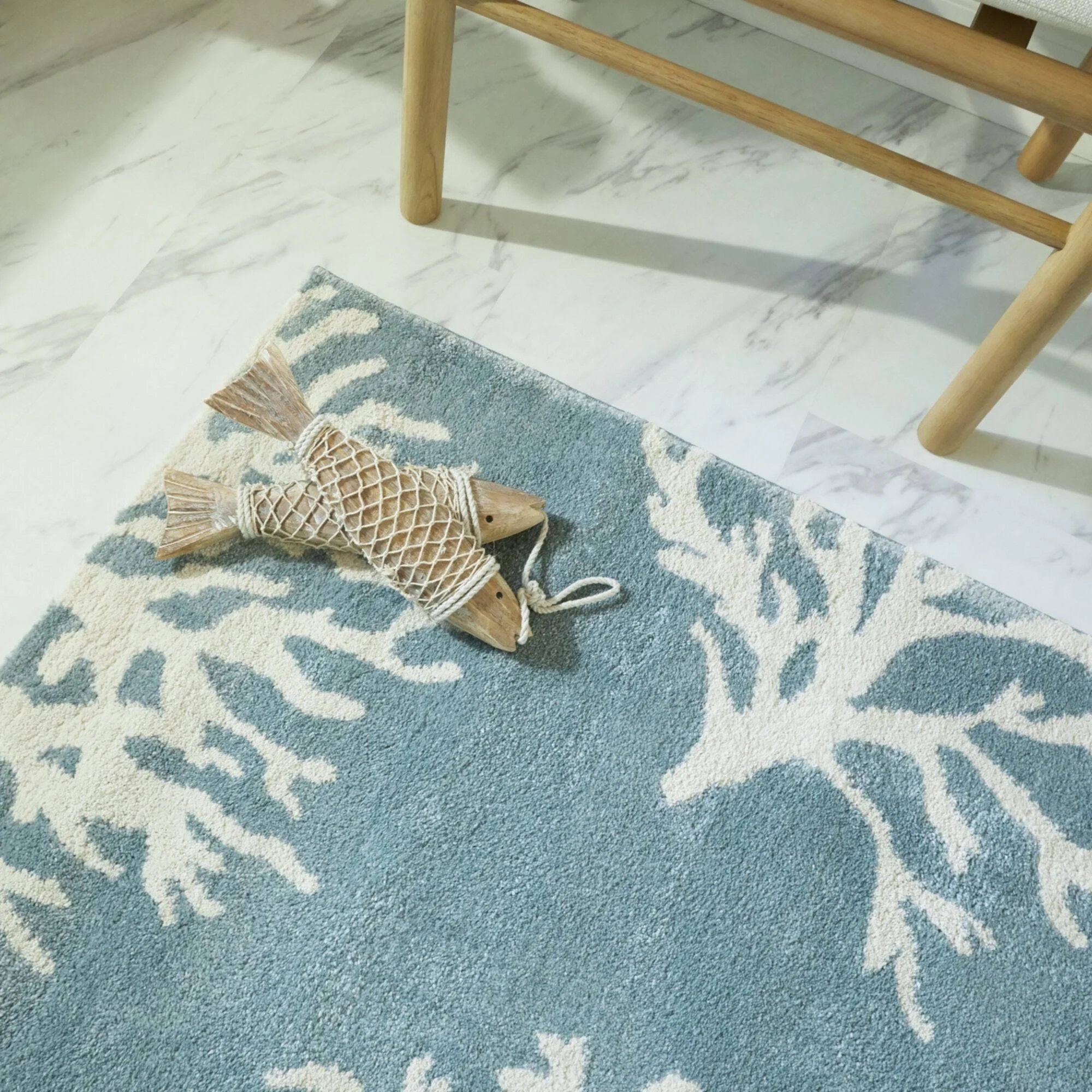 Balta Caistor Blue 5 ft. x 7 ft. Coastal Coral Print Area Rug
