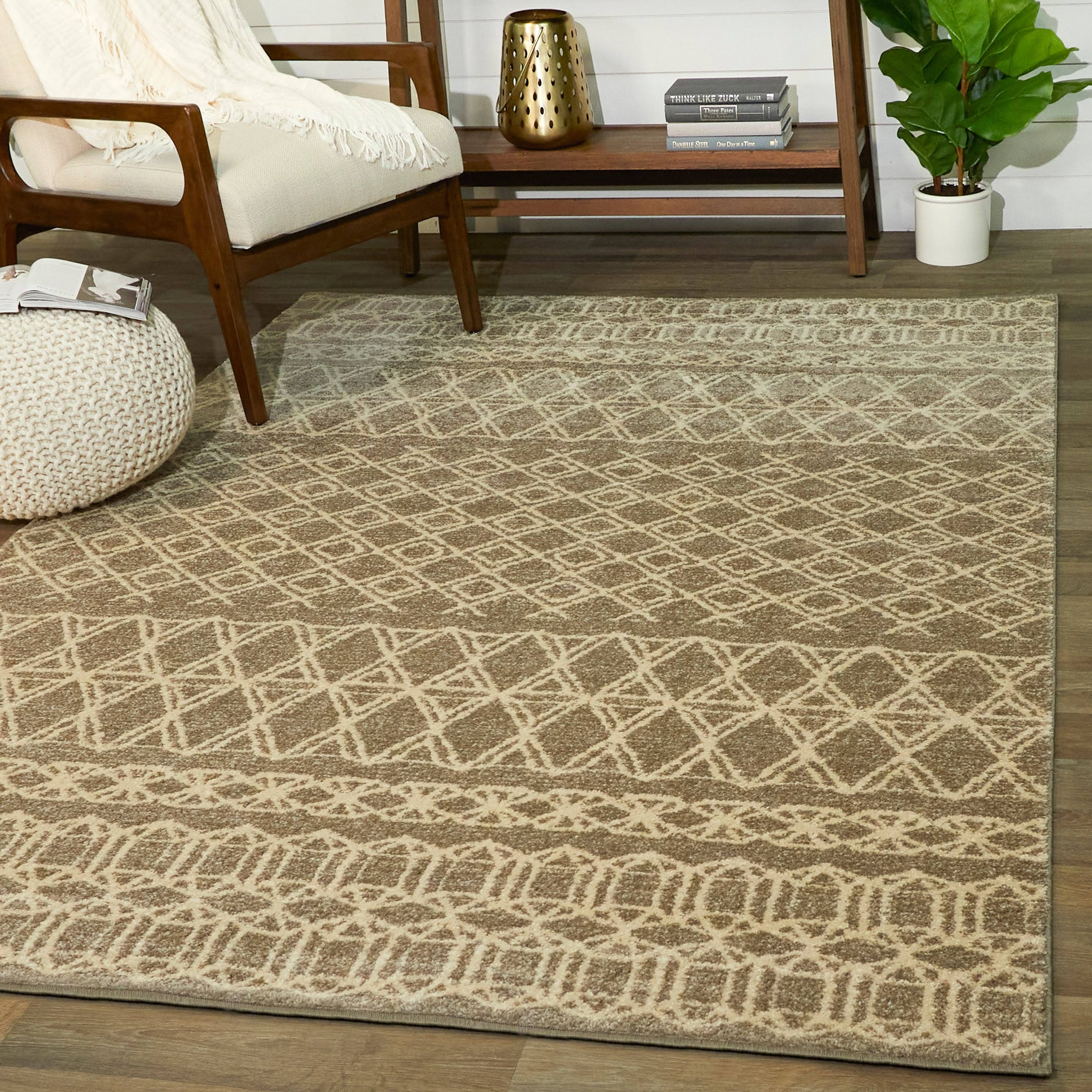BALTA Wesley Taupe 8 ft. x 10 ft. Diamond Trellis Area Rug, Brown