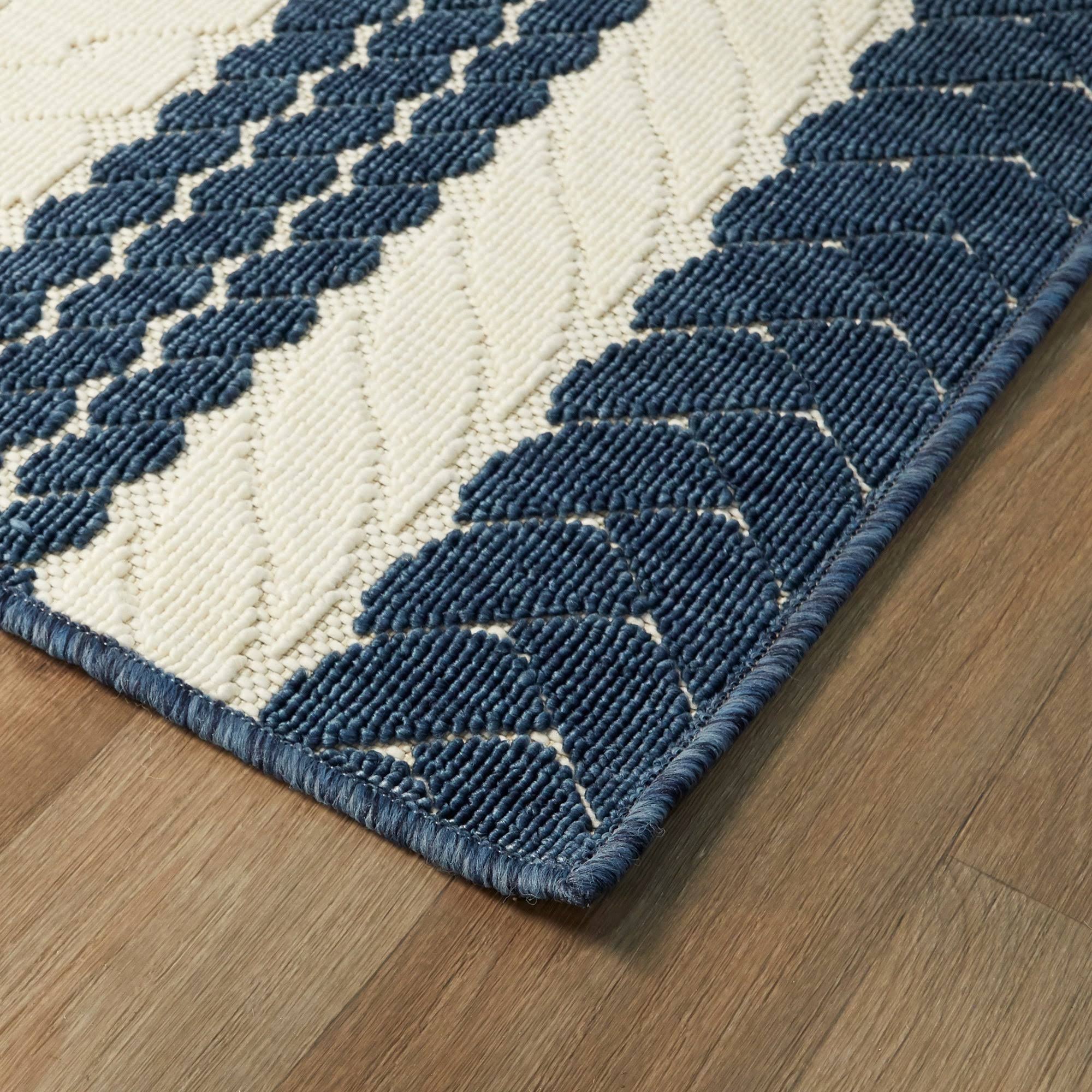 Balta Caldwell Navy 5 ft. x 7 ft. Nautical Stripe Indoor/Outdoor Area Rug, Blue