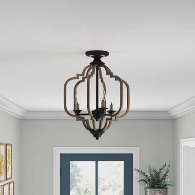 Robinette 3 - Light 14x22 Chandelier Style Geometric Semi Flush Mount