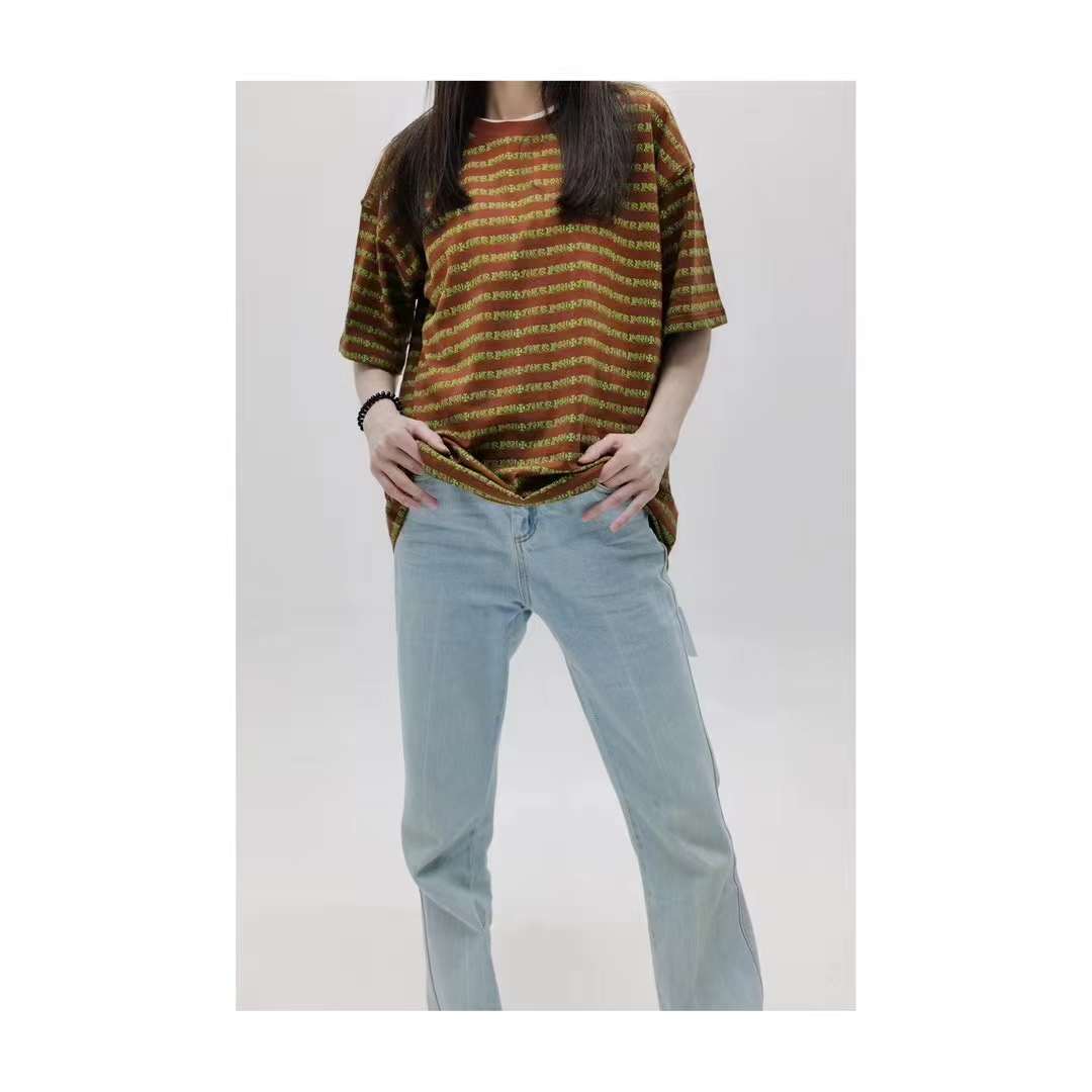 Chrome Hearts Knit Gingham Embroidered T-Shirt Brown 5.16