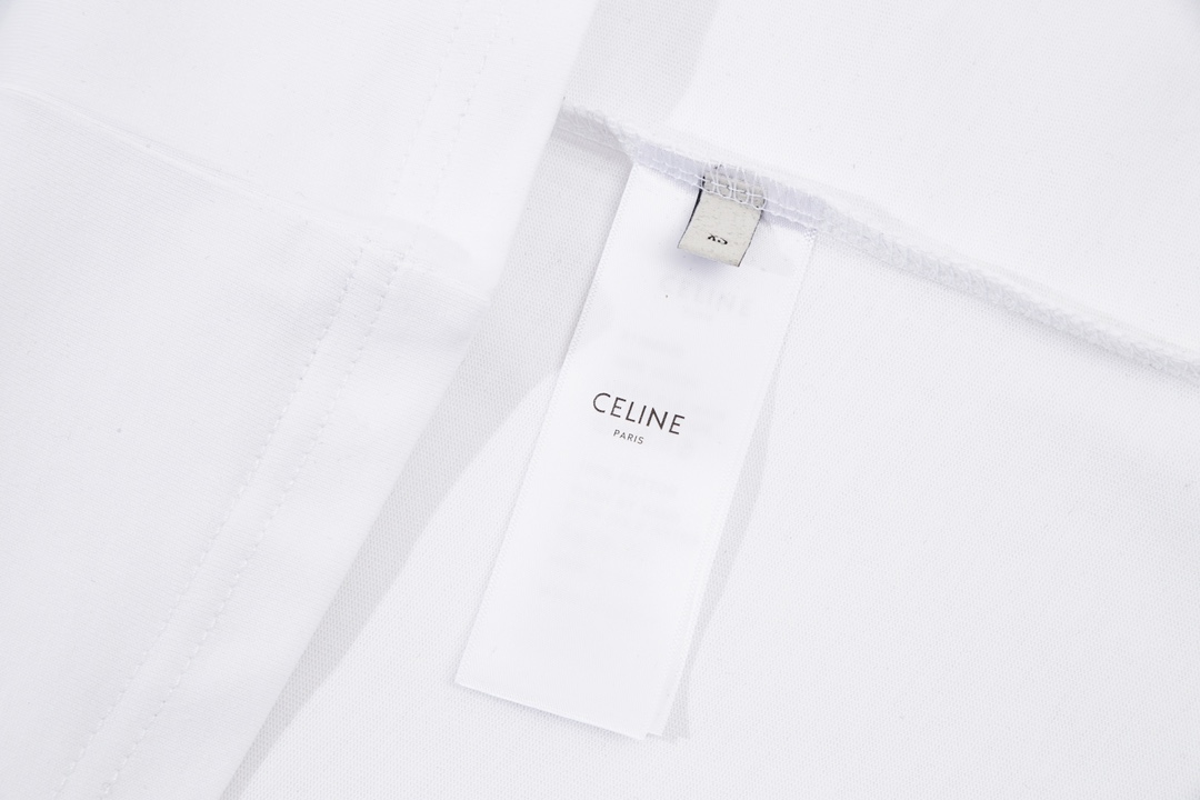 Celine 23ss front graphic print stitching short-sleeved T-shirt White 6.14