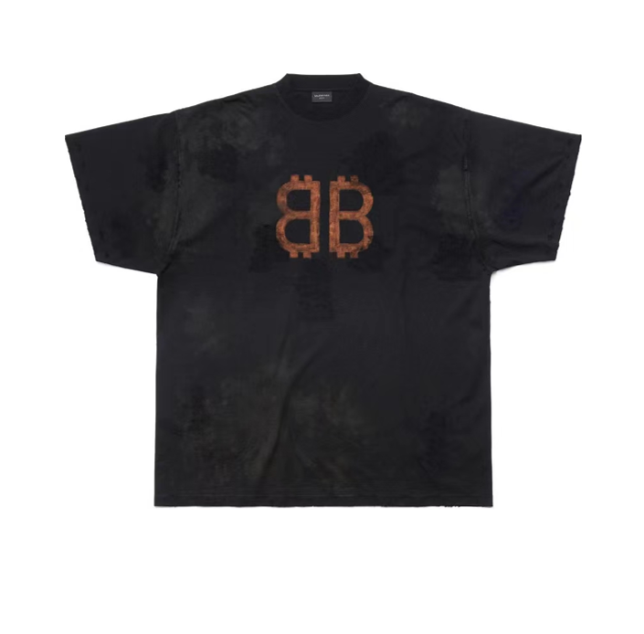 Balenciaga CRYPTO T-SHIRT OVERSIZED IN BLACK FADED 5.23