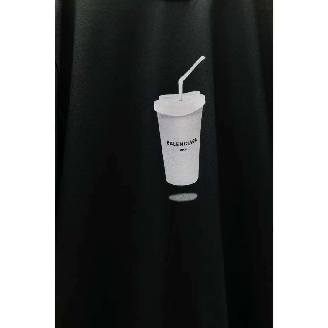 Balenciaga SS23 limited edition coffee cup print short-sleeved T-shirt black 5.23