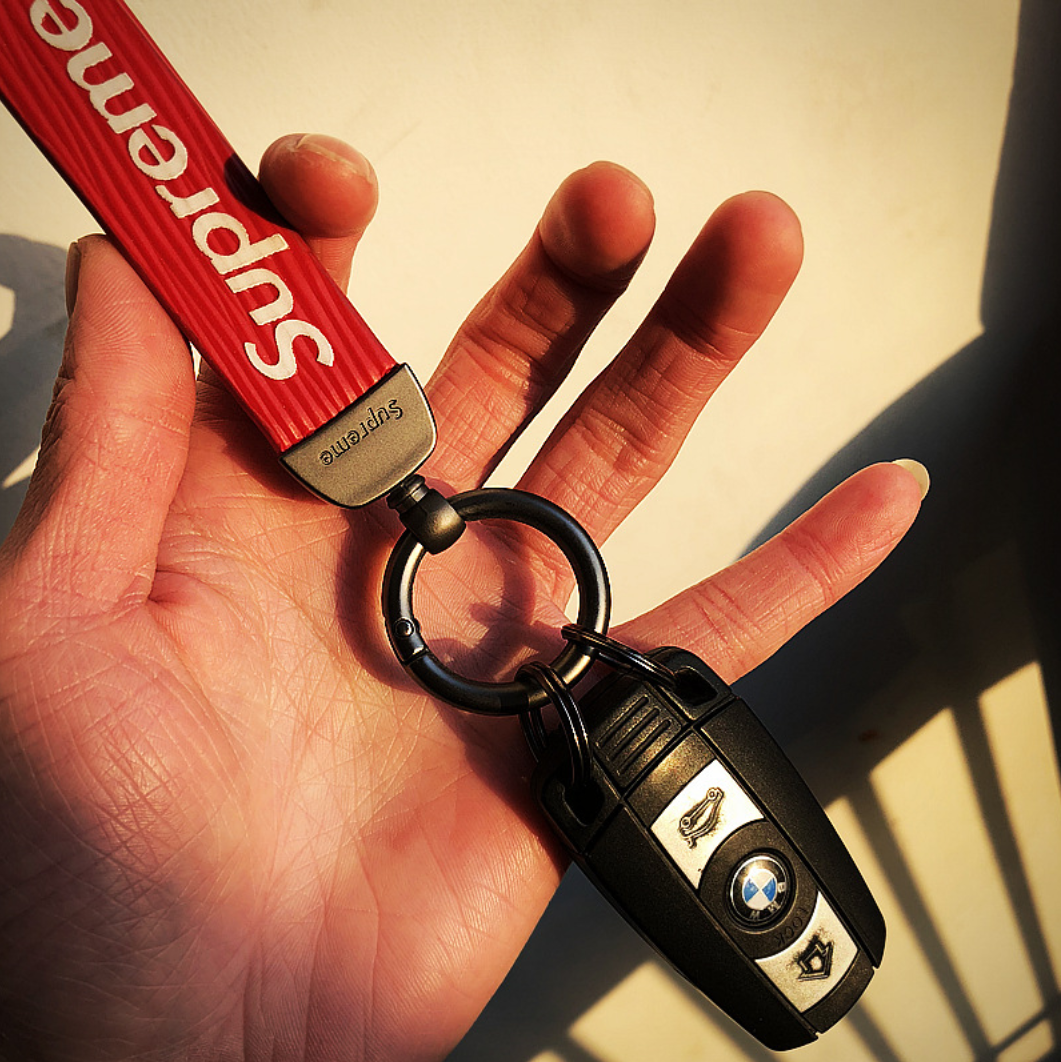 Supxxx Genuine Leather Keychain Red
