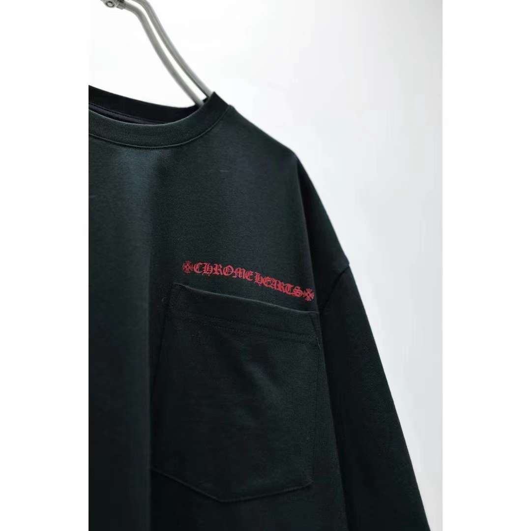 Chrome Hearts Sanskrit scroll print round neck T-shirt black 5.16