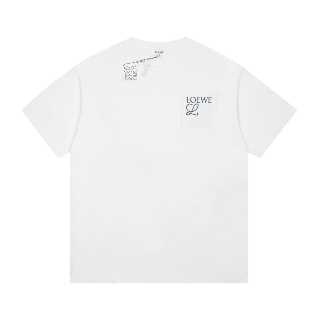 Loew SS23 new series pocket three-dimensional embroidery short-sleeved T-shirt White 6.14