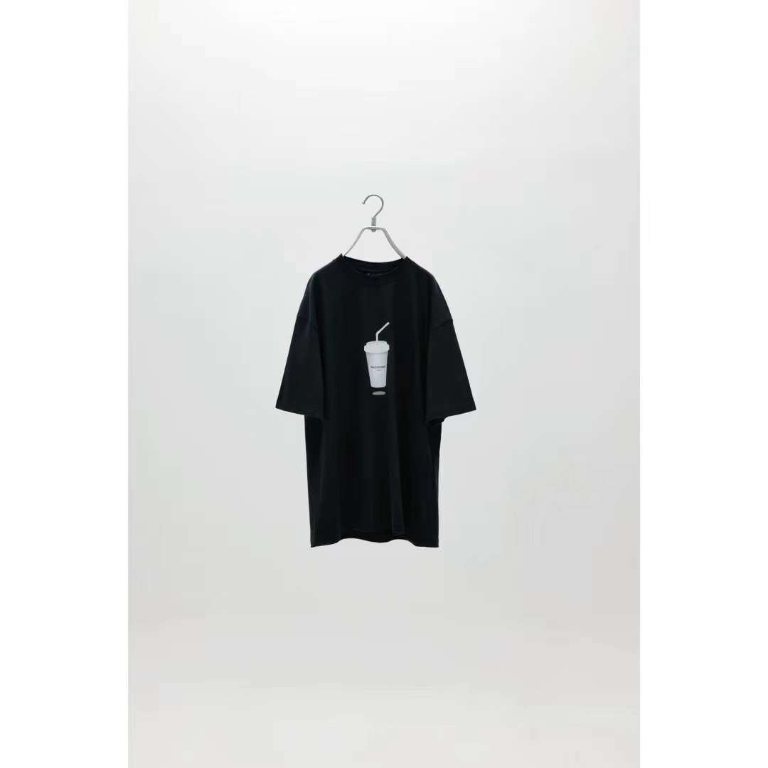 Balenciaga SS23 limited edition coffee cup print short-sleeved T-shirt black 5.23
