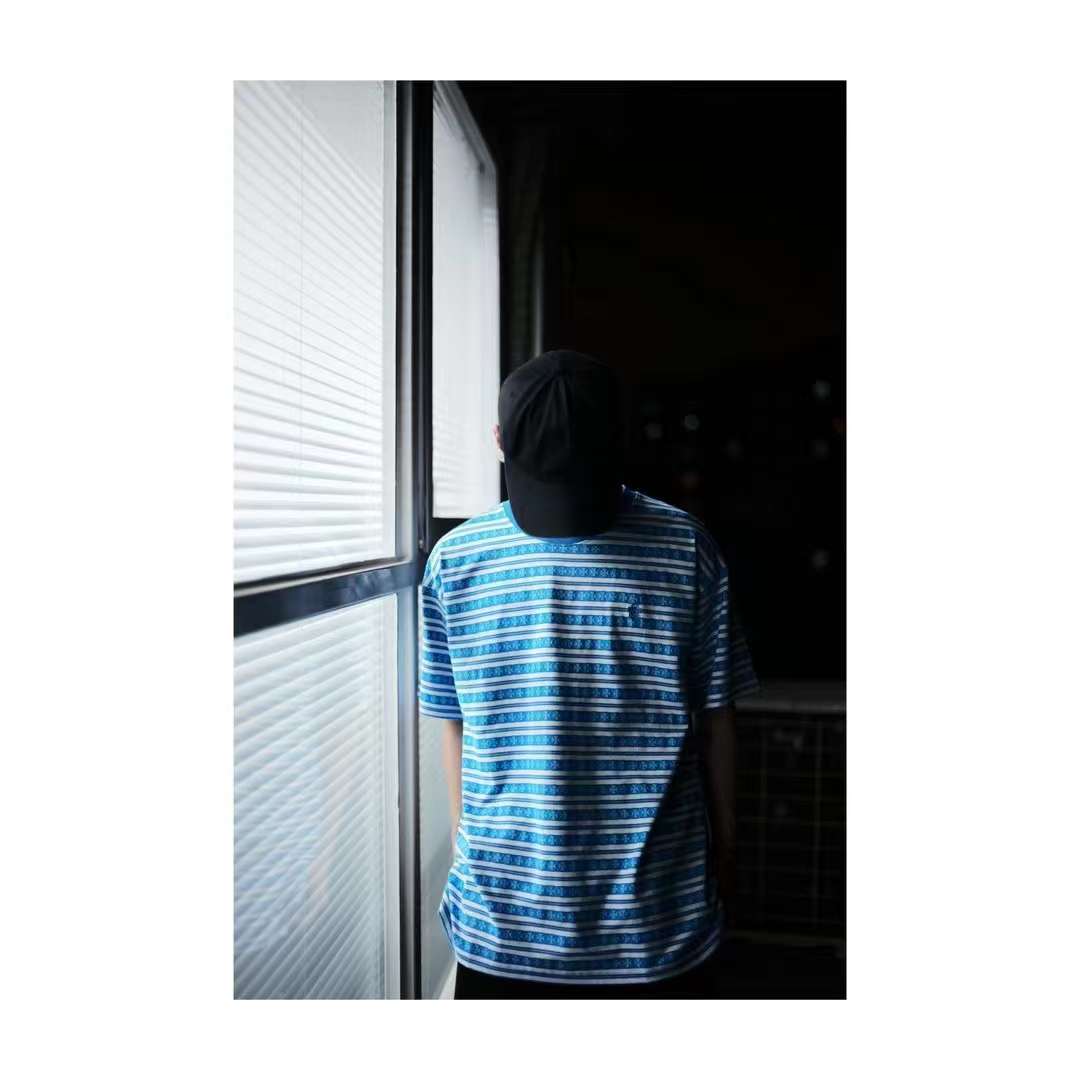 Chrome Hearts Knit Gingham Embroidered T-Shirt Blue 5.16