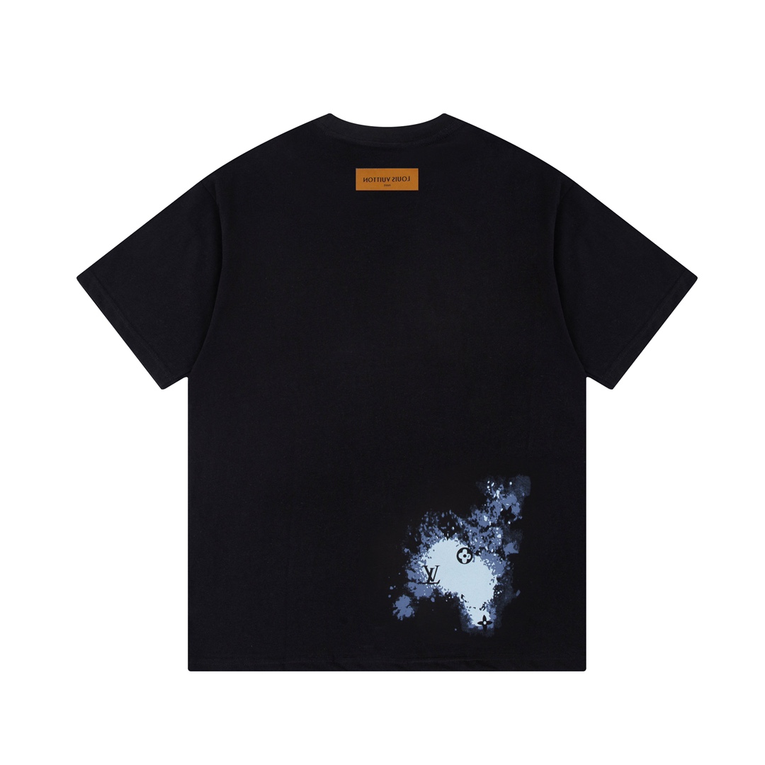 复制Louis Vuitton 23ss Front and Back Graphic Print Short Sleeve T-Shirt Black 6.14