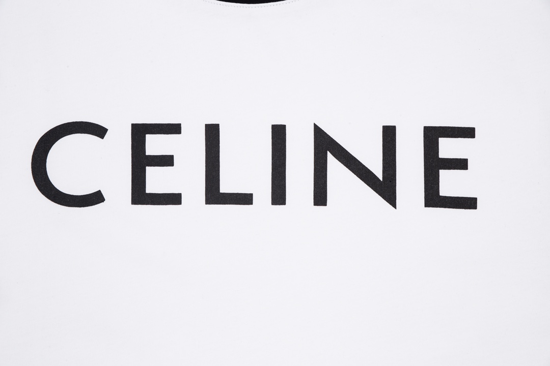 Celine 23ss front graphic print stitching short-sleeved T-shirt White 6.14