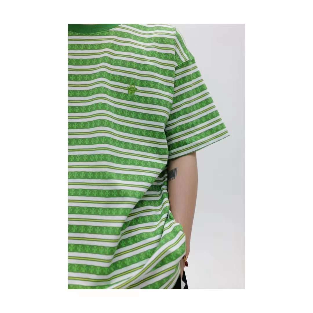 Chrome Hearts Knit Gingham Embroidered T-Shirt Green 5.16
