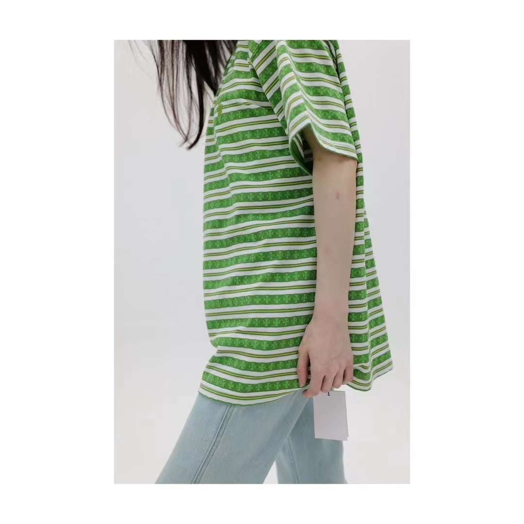 Chrome Hearts Knit Gingham Embroidered T-Shirt Green 5.16