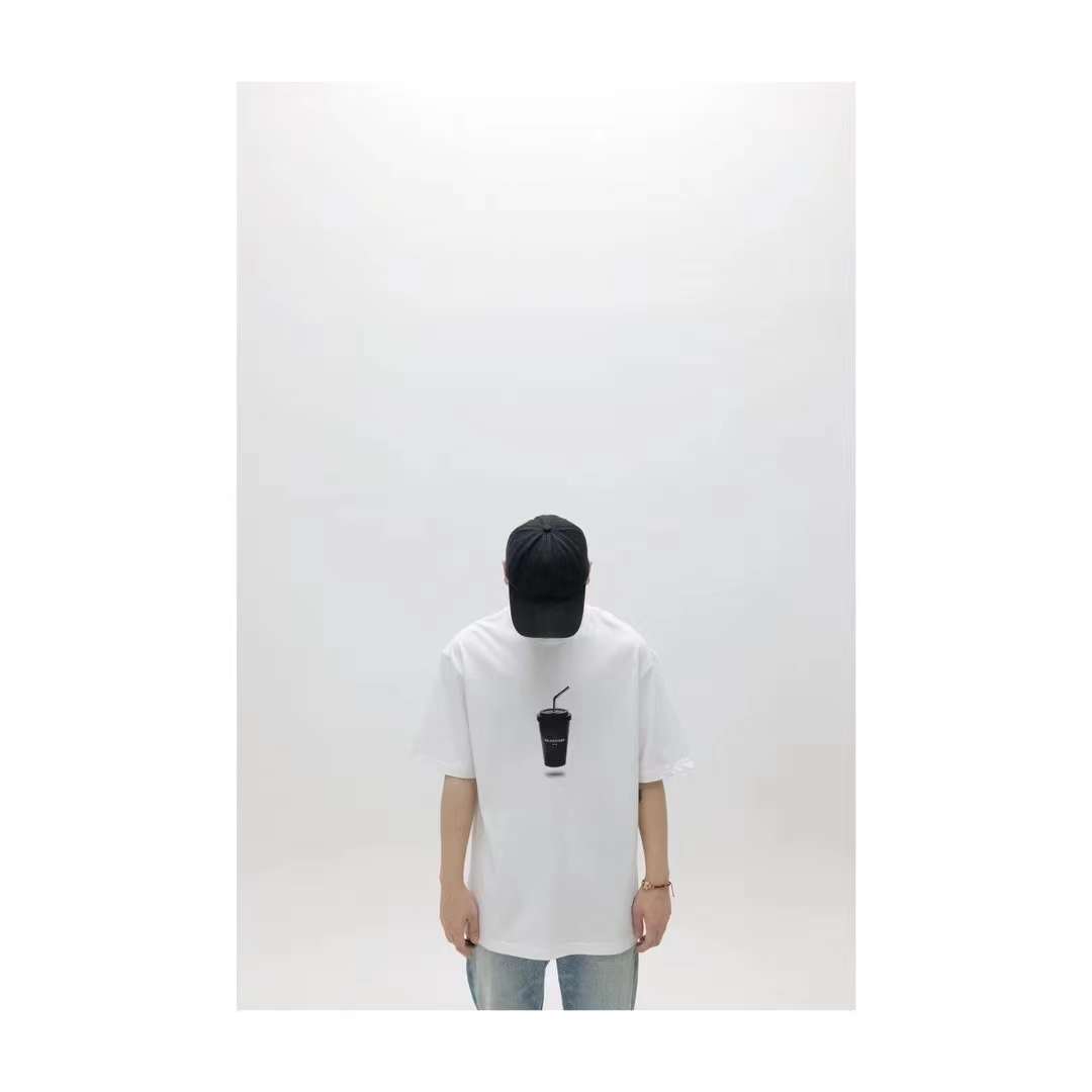 Balenciaga SS23 limited edition coffee cup print short-sleeved T-shirt White 5.23