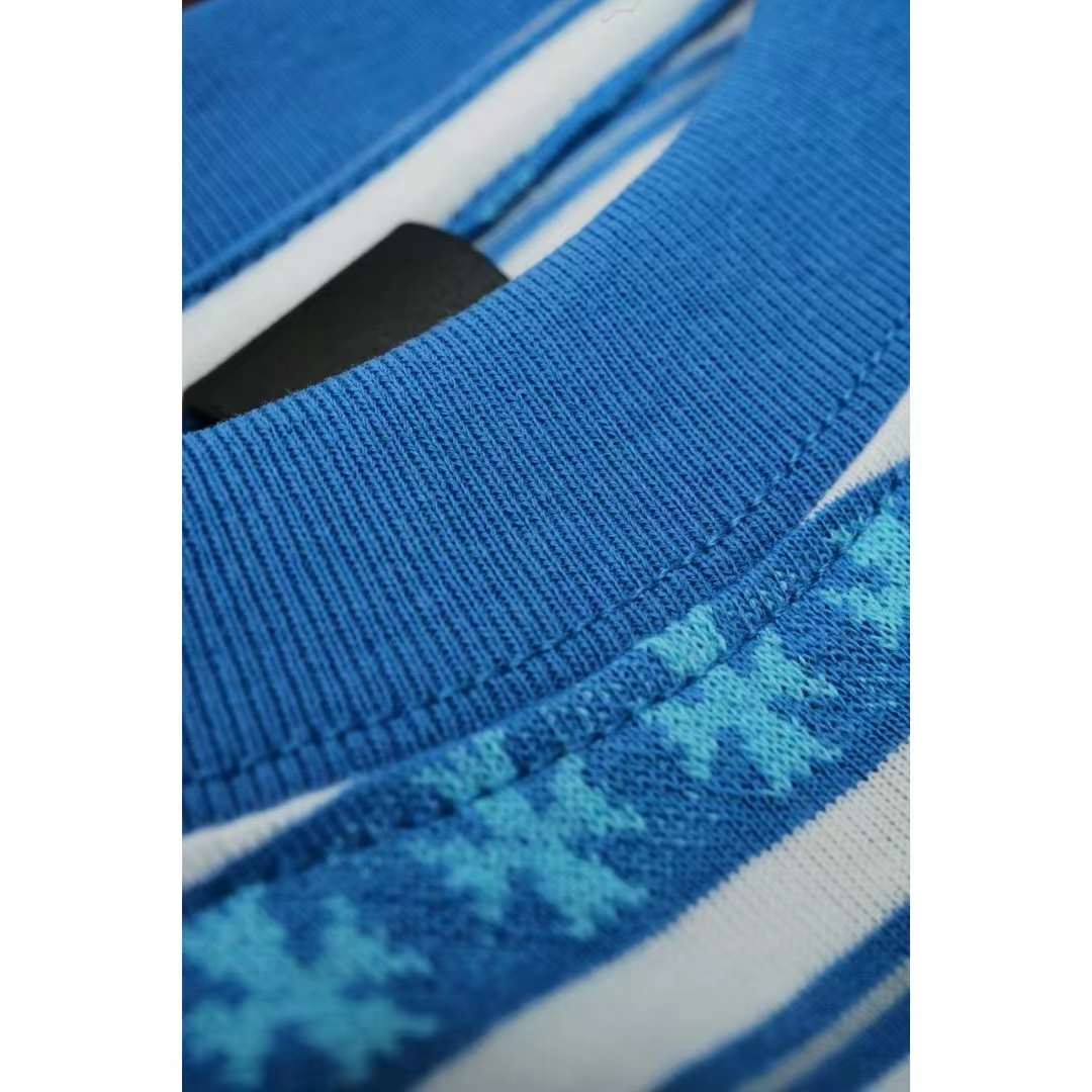 Chrome Hearts Knit Gingham Embroidered T-Shirt Blue 5.16