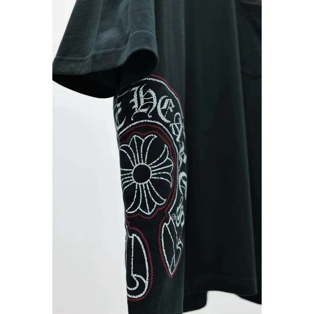 Chrome Hearts Sanskrit scroll print round neck T-shirt black 5.16