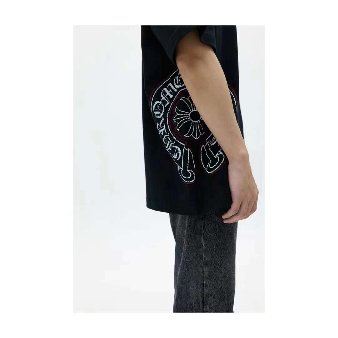 Chrome Hearts Sanskrit scroll print round neck T-shirt black 5.16