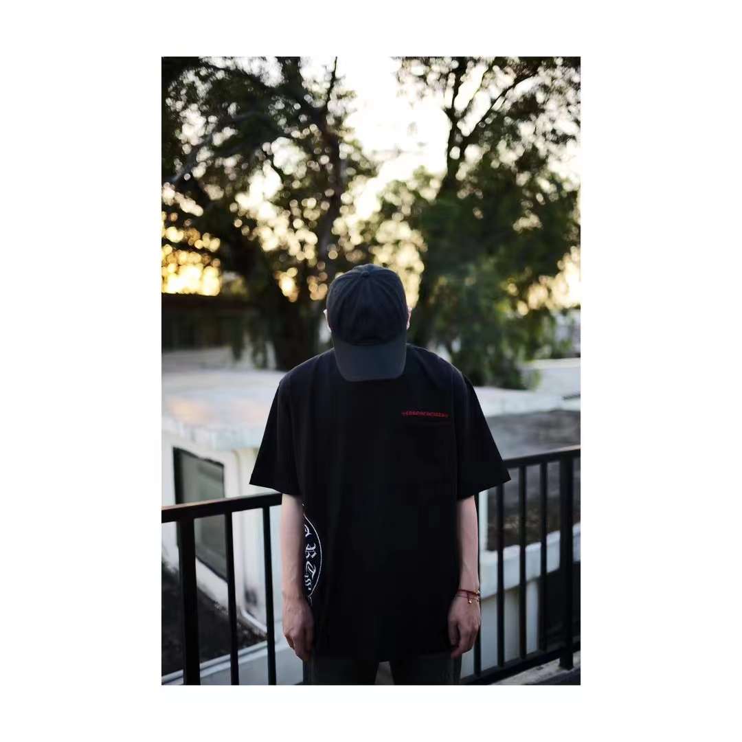 Chrome Hearts Sanskrit scroll print round neck T-shirt black 5.16