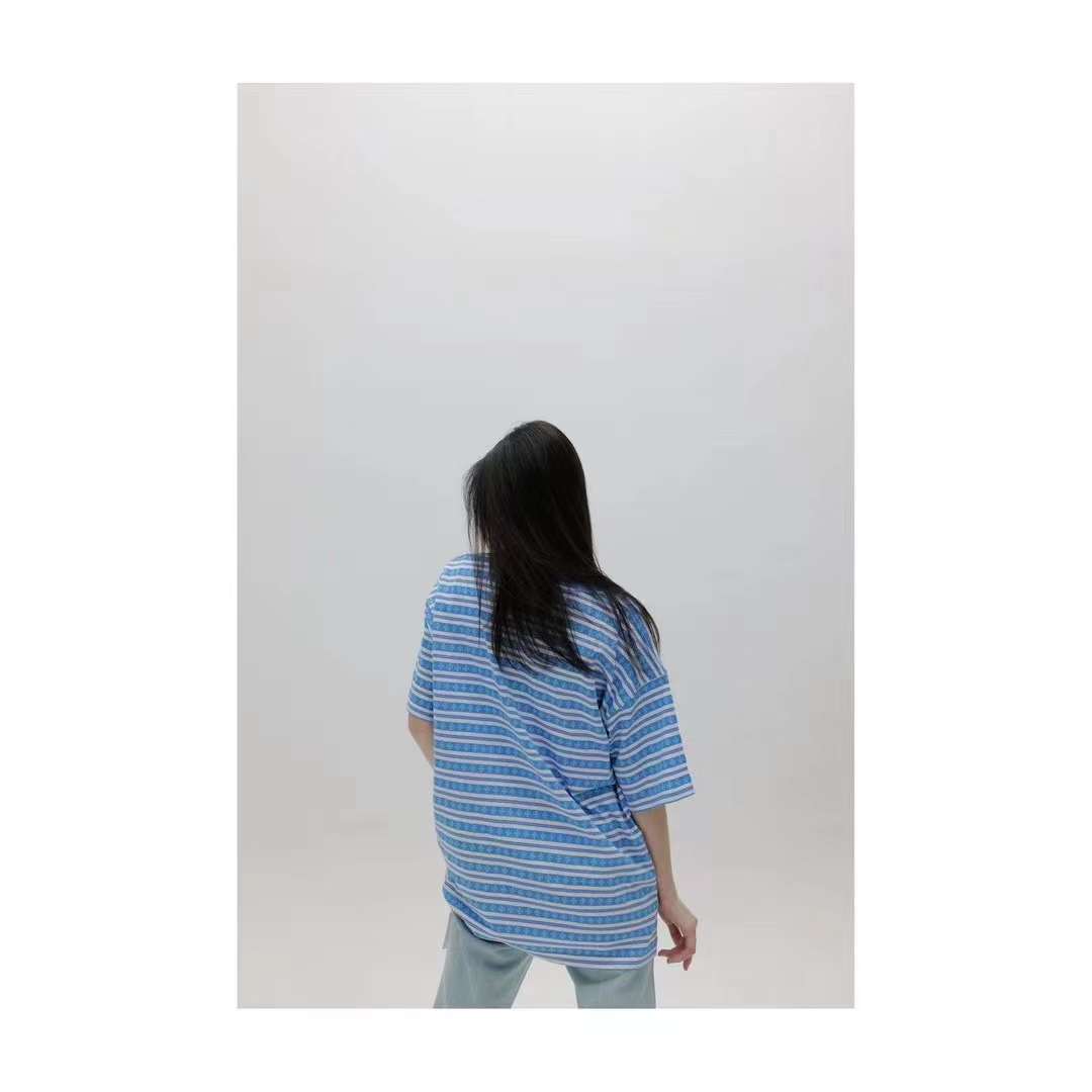 Chrome Hearts Knit Gingham Embroidered T-Shirt Blue 5.16