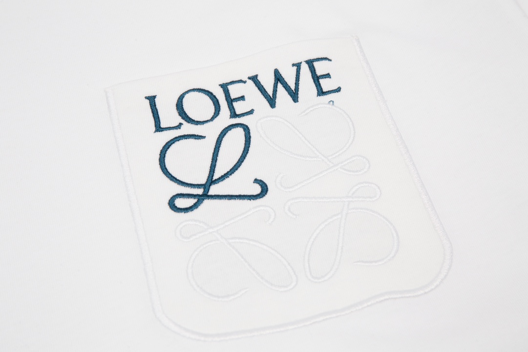 Loew SS23 new series pocket three-dimensional embroidery short-sleeved T-shirt White 6.14