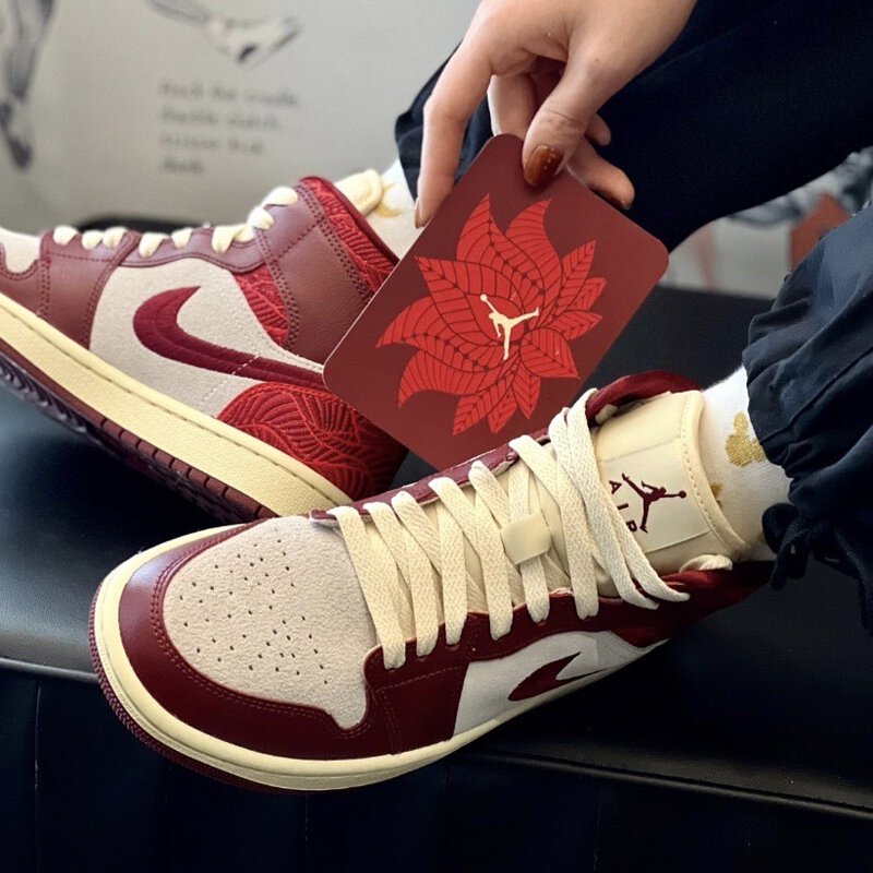 Jordan 1 Mid SE Tiki Leaf Team Red (Women Size!!)