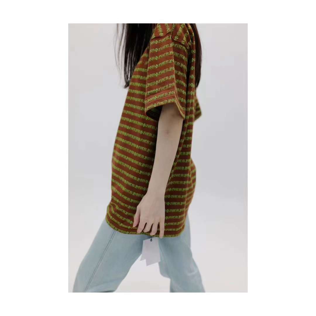 Chrome Hearts Knit Gingham Embroidered T-Shirt Brown 5.16