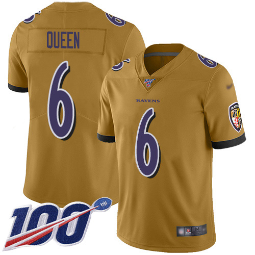 Ravens #6 Patrick Queen Gold Men's Stitched Limited Inverted Legend 100th Season Jersey