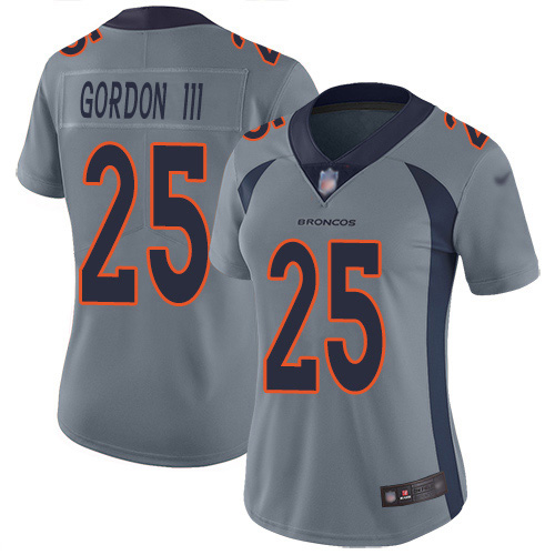 Denver Broncos #25 Melvin Gordon III Gray Women's Stitched Limited Inverted Legend Jersey Womens