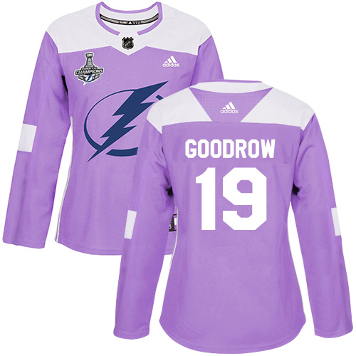 Adidas Tampa Bay Lightning #19 Barclay Goodrow Purple Authentic Fights Cancer Women's 2020 Stanley Cup Champions Stitched Jersey Womens