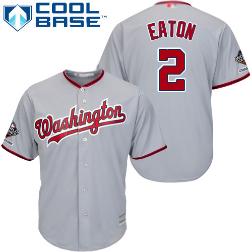 Washington Nationals #2 Adam Eaton Grey Cool Base 2019 World Series Champions Stitched Youth Jersey Youth
