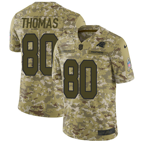 Carolina Panthers #80 Ian Thomas Camo Men's Stitched Limited 2018 Salute To Service Jersey Men's