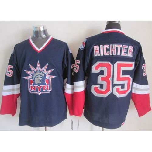 New York Rangers #35 Mike Richter Navy Blue CCM Statue of Liberty Stitched Jersey Men's