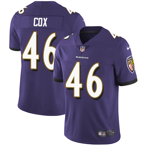 Baltimore Ravens #46 Morgan Cox Purple Team Color Men's Stitched Vapor Untouchable Limited Jersey Men's