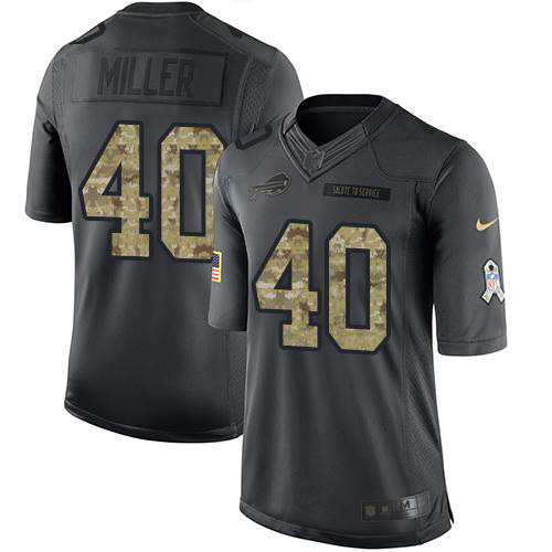 Bills #40 Von Miller Black Youth Stitched Limited 2016 Salute To Service Jersey