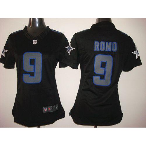 Dallas Cowboys #9 Tony Romo Black Impact Women's Stitched Limited Jersey Womens