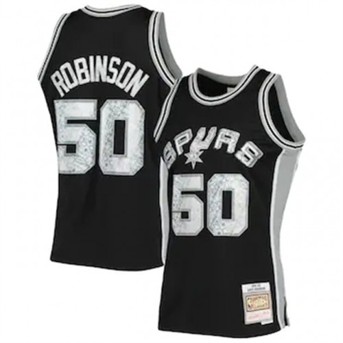 San Antonio Spurs #50 David Robinson Mitchell & Ness 1996-97 Hardwood Classics 75th Anniversary Diamond Swingman Jersey - Black Mens