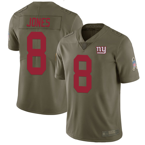Giants #8 Daniel Jones Olive Youth Stitched Limited 2017 Salute To Service Jersey
