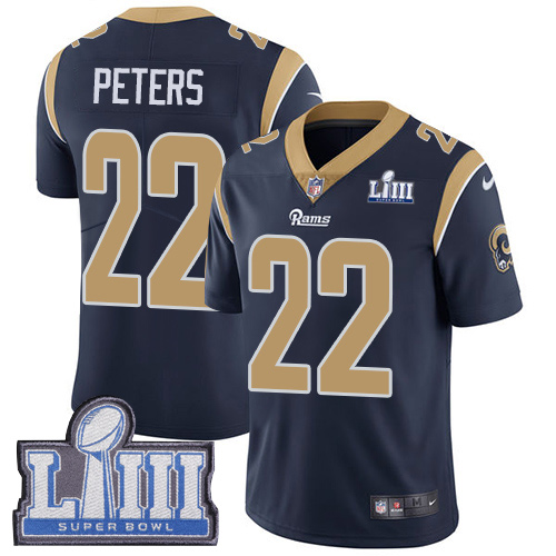 Los Angeles Rams #22 Marcus Peters Navy Blue Team Color Super Bowl LIII Bound Youth Stitched Vapor Untouchable Limited Jersey Youth