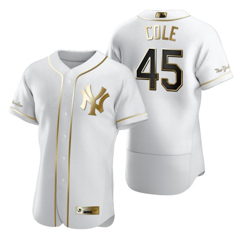 New York New York Yankees #45 Gerrit Cole White Men's Authentic Golden Edition Jersey Men's