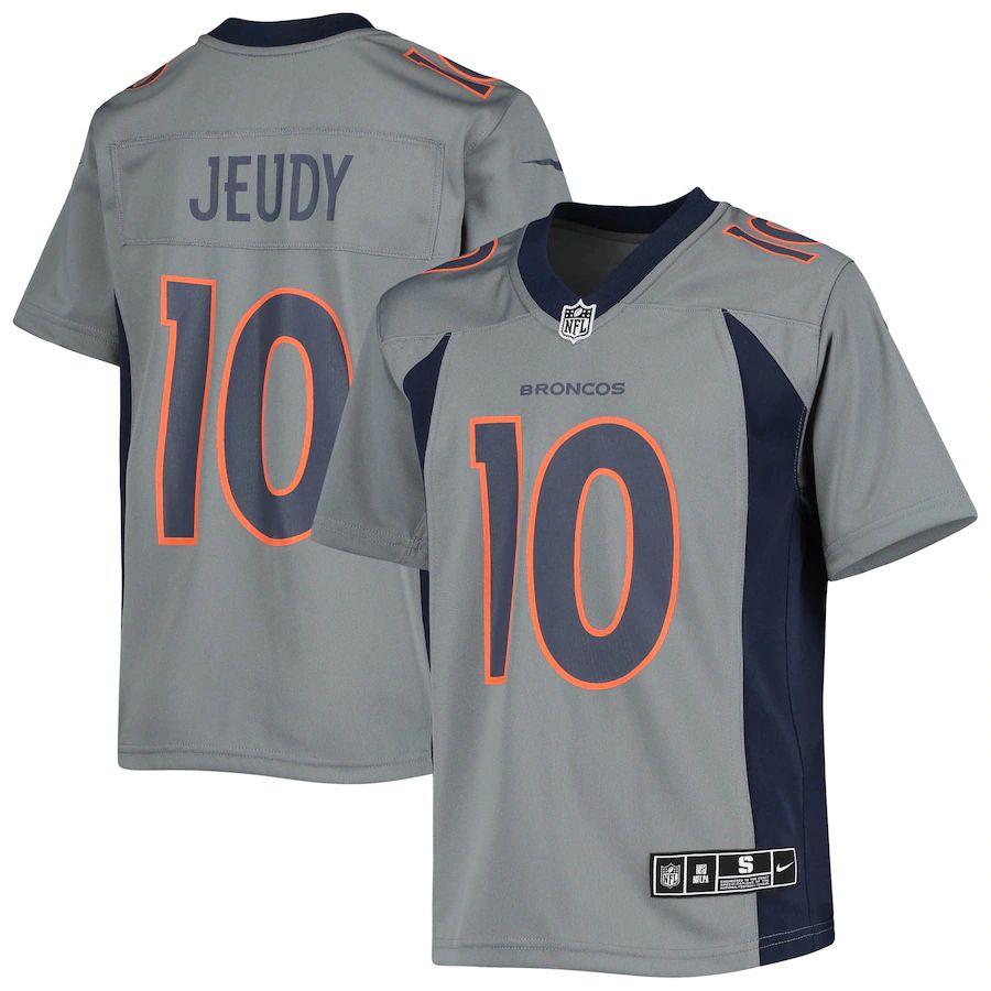 Denver Broncos #10 Jerry Jeudy Youth Gray Inverted Team Game Jersey